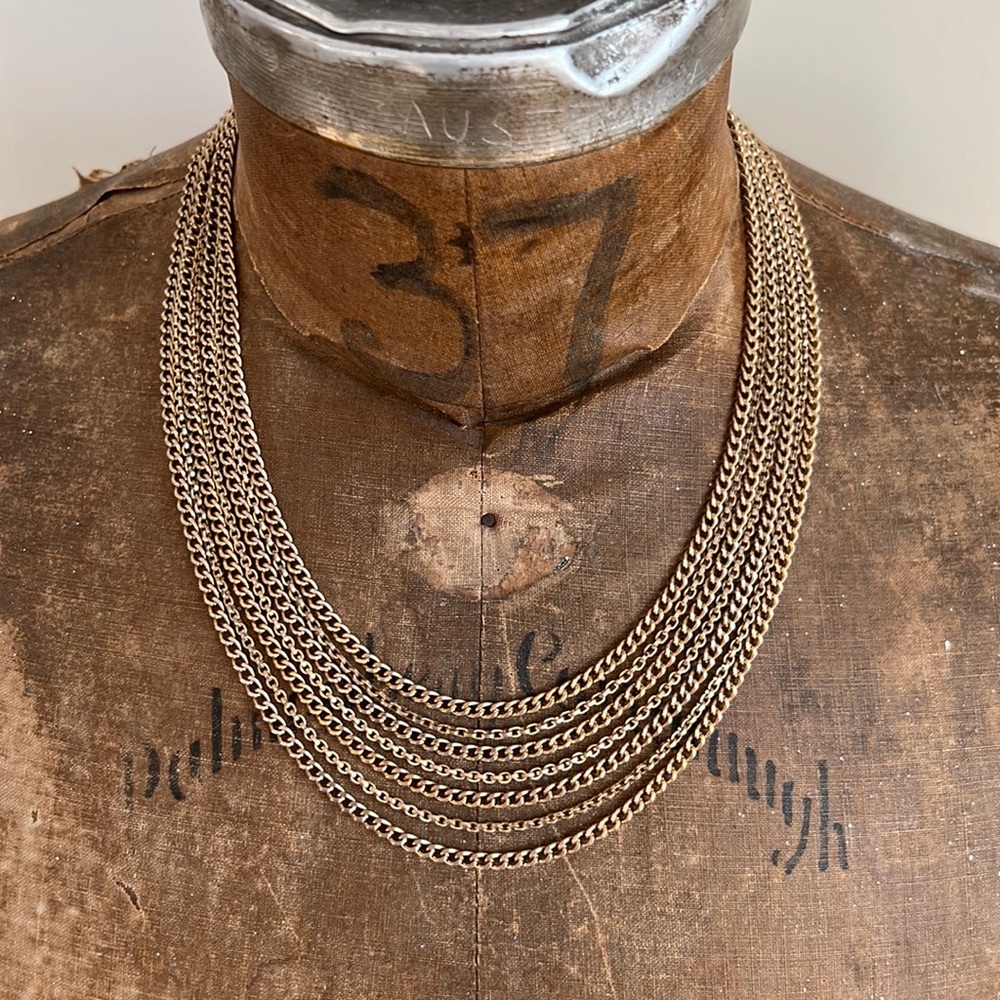 Vintage 1960’s multi chain link gold necklace